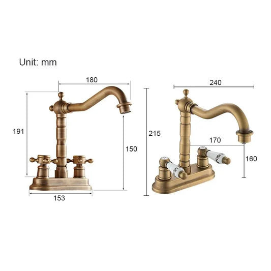 Double Handle Double Hole Bathroom Basin Faucet Antique Bronze American Standard Size Mixer Tap EL1201