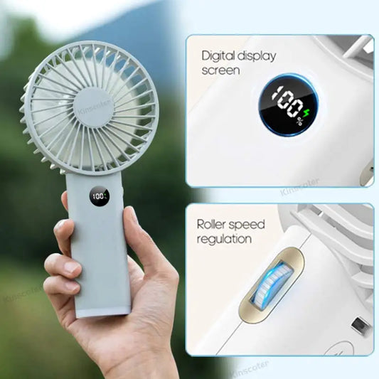 Mini Handheld Small Fan Portable Silent Office Desk Student Dormitory Charging Outdoor Hand Holding Fan Stepless Speed Control