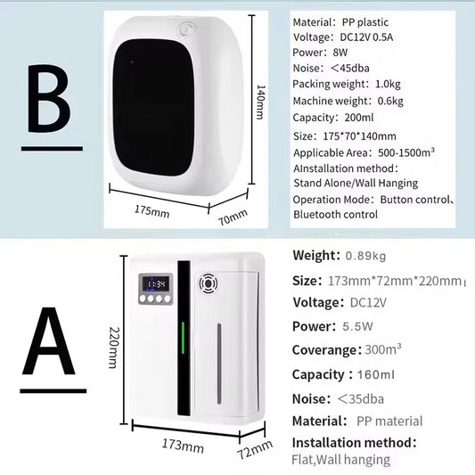 Scent Machine Aroma Diffuser Wall Mounted Hotel 160ML Aroma Diffuser With Fan Inside For Large Area Hotel Lobby Home Fragrance
