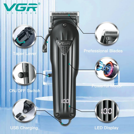 VGR Hair Clipper Professional Hair Cutting Machine Rechargeable Hair Trimmer Adjustable Haircut Machine Trimmer for Men V-282