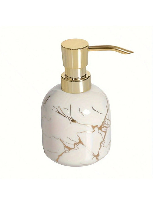 Marbled Textured Ceramic Soap Dispenser, Countertop Lotion Bottle With Pump, Bathroom Hand Soap Dispenser