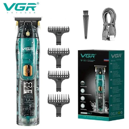 VGR Barber Hair Clipper Waterproof Hair Trimmer Beard Cordless Hair Cutting Machine T-Blade Haircut Zero Haircut Machine V-961