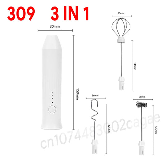 Wireless Milk Frothers Electric USB Recharge 3 Speeds Handheld Blender Small Coffee Foam Maker Whisk For Coffee Kitchen Tools
