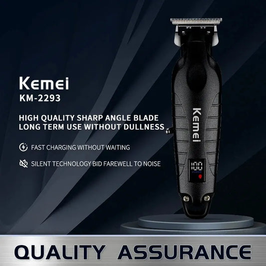 Kemei 2293 Barber Cordless Hair Trimmer 0mm Zero Gapped Carving Clipper Detailer Professional Electric Finish Cutting Machine