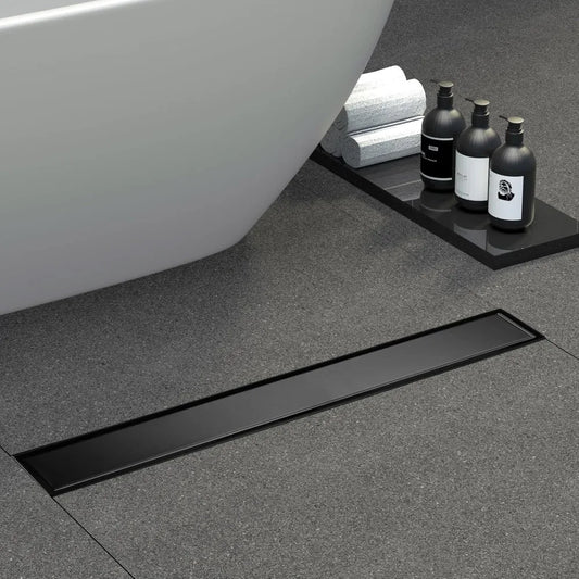 Linear Shower Drain 24inch,Shower Drain with 2 in 1 Flat & Tile Insert Cover,304 Stainless Steel Drain with Tile Insert Grat
