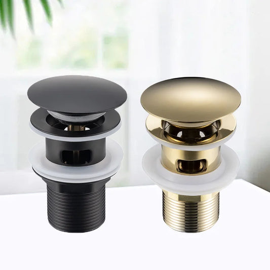 Easy-Clean Pop-Up Sink Drain with Anti-Clog Strainer and Overflow, Durable Push-Button Operation,Multifunctional Wash Basin Core
