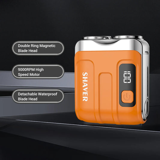 Electric Smart Shaver Digital Display Travel Razor Mini Dual Blade Shaver Waterproof Powerful Men Shaver Portable Beard Trimmer