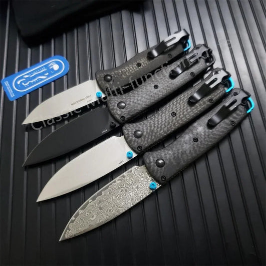 Damascus Steel BM 533 535 Bugout Folding Knife Carbon Fiber and TC4 Titanium Alloy Handles Outdoor Hunting Tactical Pocket Tool