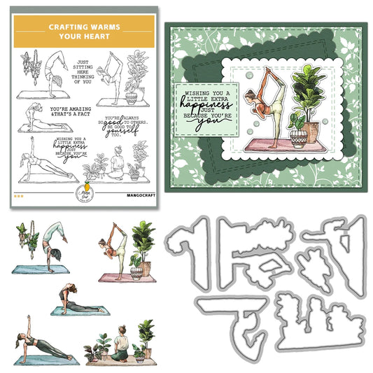 Mangocraft Healthy Sporting Yoga Women Metal Cutting Dies Clear Stamp DIY Scrapbooking Dies Silicone Stamps For Cards Albums