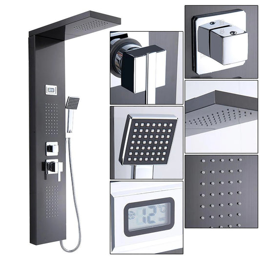 Waterfall Spray Shower Panel Stainless Steel Bathroom Shower Panel Rain Waterfall Spray with Handshower Kit Shower Panel Kit