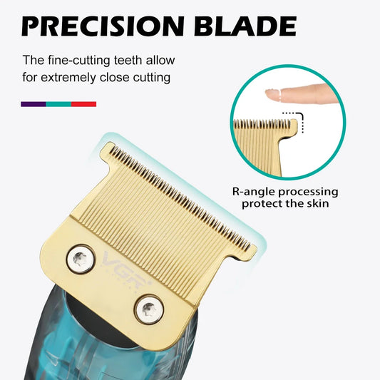 VGR Barber Hair Clipper Waterproof Hair Trimmer Beard Cordless Hair Cutting Machine T-Blade Haircut Zero Haircut Machine V-961