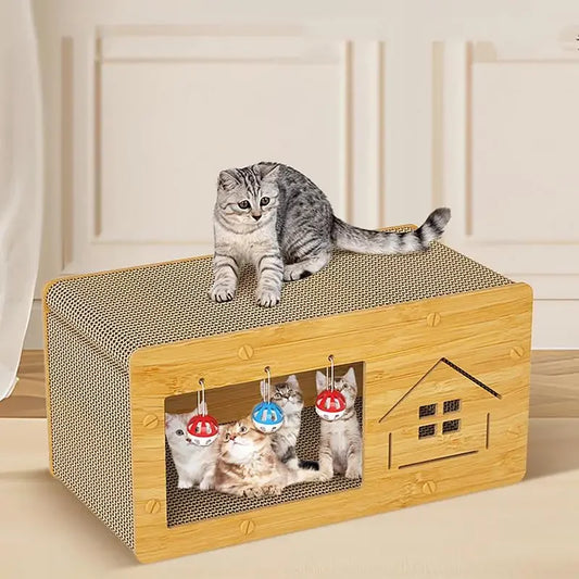 Cat Scratcher Box Heavy Duty Scratch Pad Cardboard Cat Scratcher Spacious Kitten Scratching Lounge Bed Sturdy Cat House