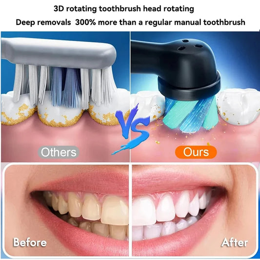 Rotating Electric Toothbrush for Adults with 4 Brush Heads Deep Clean with Rechargeable Power and 2 Min Smart Timer