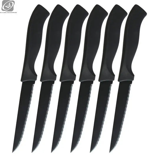 Table Knife Set  4/6/8Pcs Black Matte Comfort Handle Paring Knives German Stainless Steel Serrated Non Stick Steak Knives Set