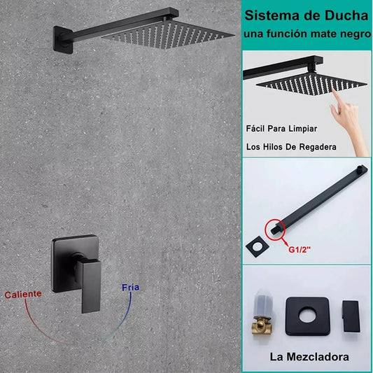 Rain Shower Kit Rain Shower Kit Single Handle in Wall Waterfall Shower Kit for Bathroom Home Black Shower Faucet Set