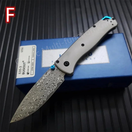Damascus Steel BM 533 535 Bugout Folding Knife Carbon Fiber and TC4 Titanium Alloy Handles Outdoor Hunting Tactical Pocket Tool