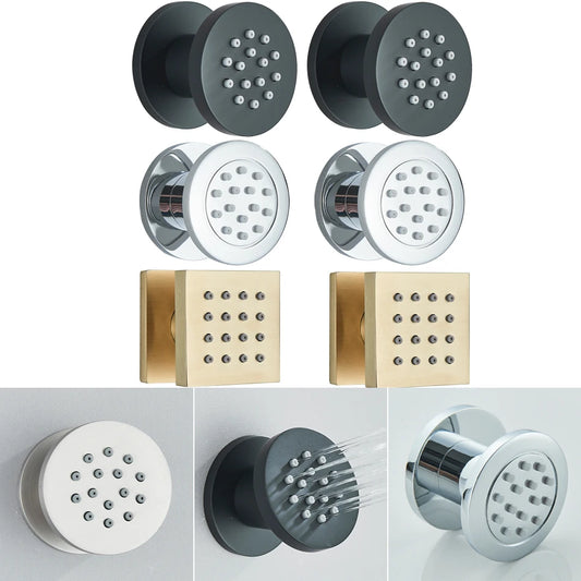 Newly Luxury Brass Body Sprays Round Shower SPA Massage Jets Concealed Bathroom Shower Sprayer Head Faucet Accessories
