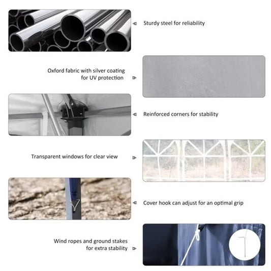 10' X 20' Pop Up Canopy Party Tent With 4 Sidewalls , Blue-AS