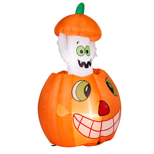 2.8 FT Halloween Inflatables Animated Pumpkin Ghost, Outdoor Decorations Blow Up Yard Decor With Built-in LEDs For Indoor Party Garden Lawn Decor