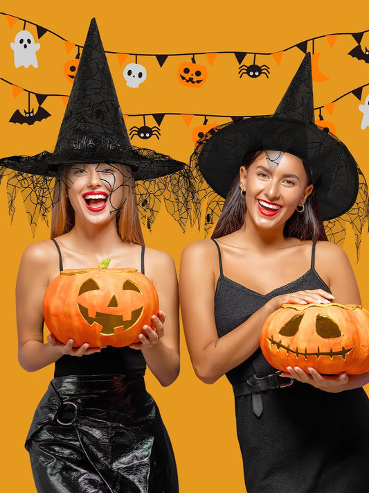 2 Pieces Halloween Witch Hat Costume Witches Hats For Women Black Foldable Pointed Cap For Halloween Party Costume-Ban On Selling On Amazon