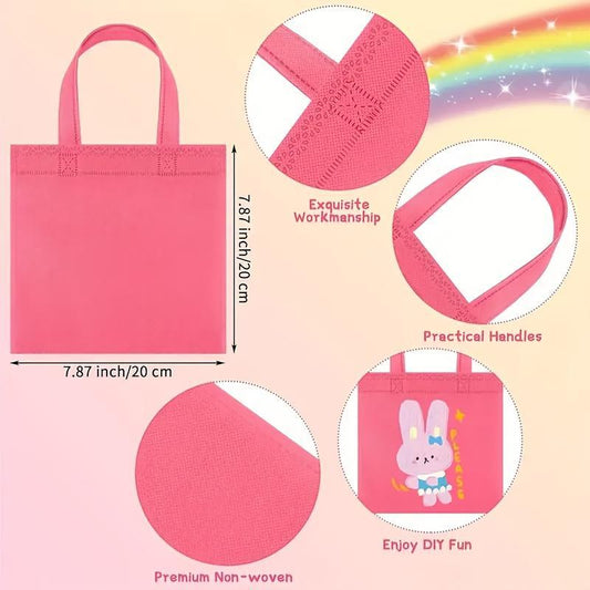 50-pack Reusable Non-woven Gift Bags With Colorful Handles And Non-slip Folding Design, Perfect For Wedding Party Gifts