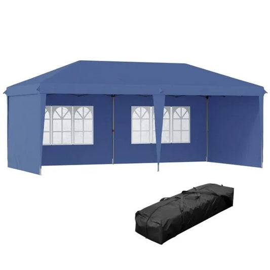 10' X 20' Pop Up Canopy Party Tent With 4 Sidewalls , Blue-AS
