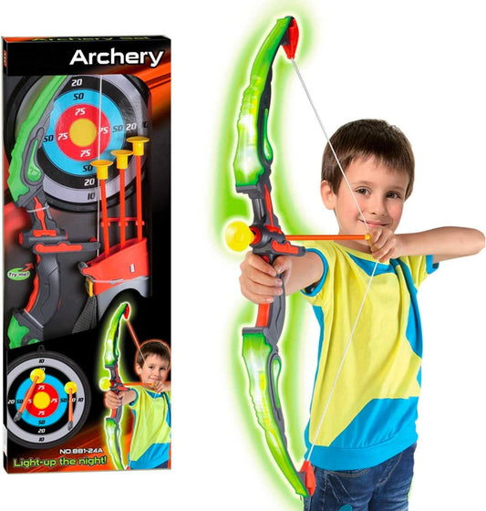 1-piece set of children's archery and target, suction cup toy arrow and barrel, LED luminous children's archery set toy, suitabl