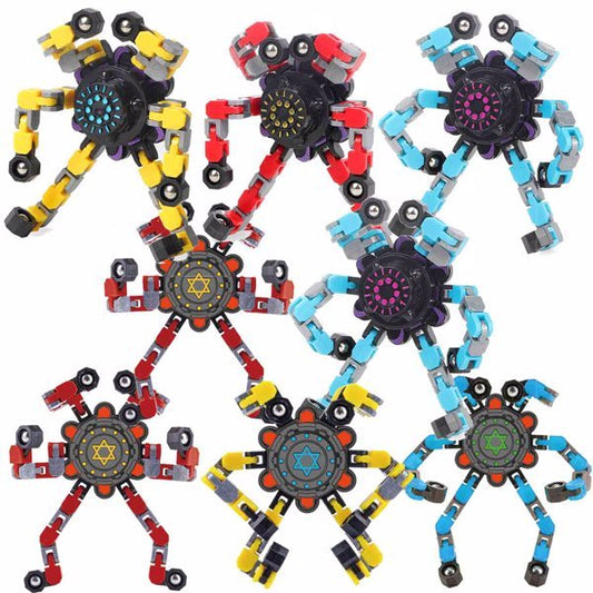 Creative Fidget Spinner Bicycle Chain Decompression Rotation Deformation Gyro-8pcs All Patterns Random