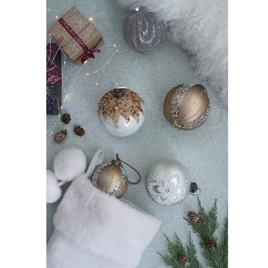 D3.9 Christmas Ball Ornaments, Glass Decorative Hanging Ball Christmas Tree Ornaments For Holiday Party Decorations, Set Of 6