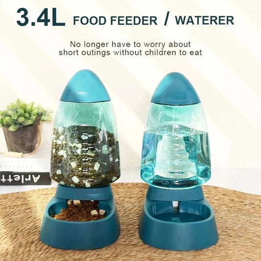 Pet Drinking Water Feeding Bowl Sailboat Type Large Capacity Cat Bowl Dog Food Bowl Can See Through Cat Water Dispenser Dog Bowl