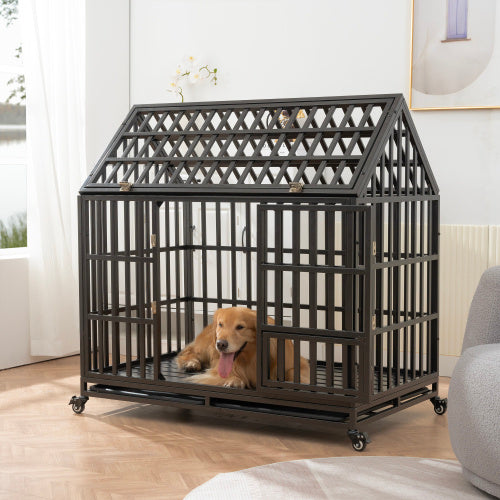 Heavy Duty Dog Kennel Pet Cage With Roof And Windows