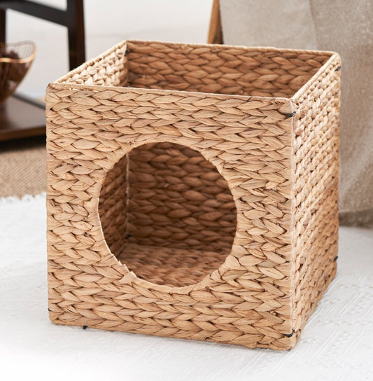 Weaving Rattan Square Cat Bed Cave