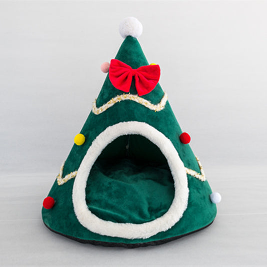 Warm in Autumn and Winter Fashion 3D Sponge Cat's Nest Creative Pet's Nest Tent Christmas Hat Nest