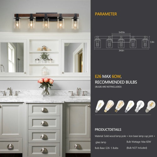 5 Lamps Farmhouse Dresser Lamps Rustic Bathroom Lamps Bathroom Wall Lamps - No Bulbs Unavailable Platforms