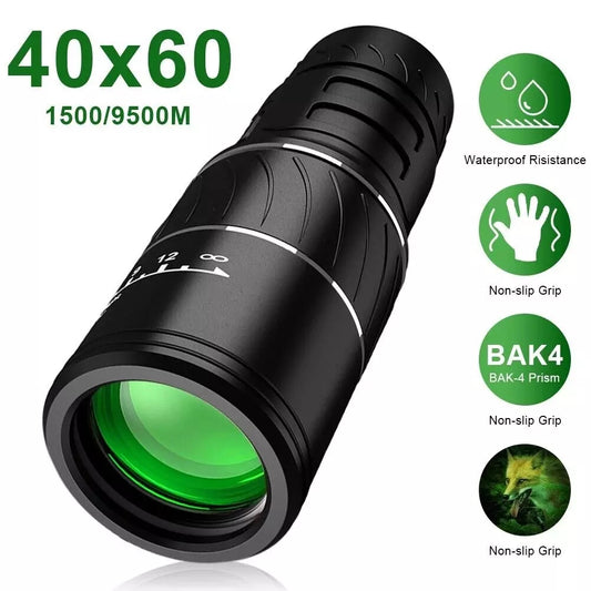 40X60 Monocular Binoculars With Night Vision BAK4 Prism High Power Waterproof