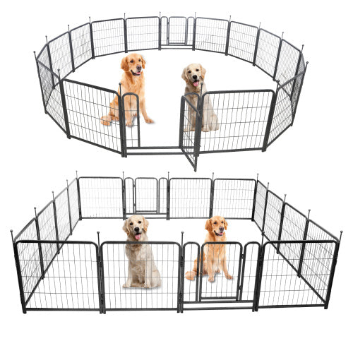 16 Panels Dog Playpen For Outdoor,yard,camping,24 Height Dog Fence With 2 Doors.