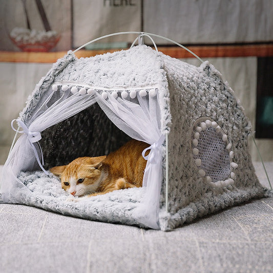 Cat Nest Summer Cat Tent Cat House Semi enclosed Pet Bed Four Seasons Dog Nest Villa Bed Supplies