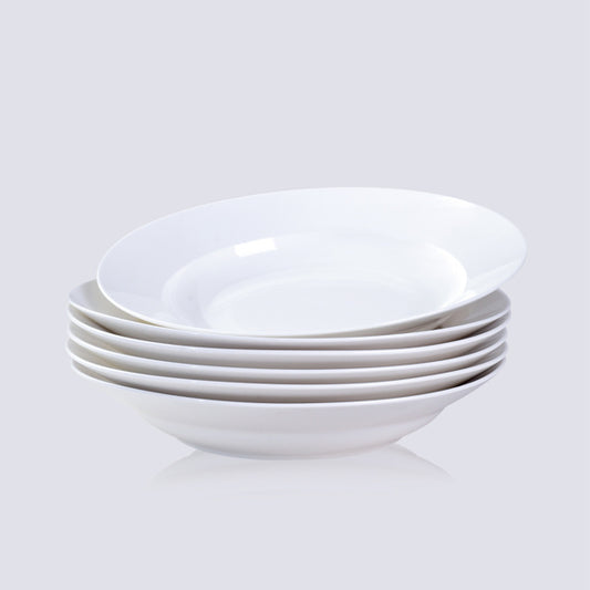 9.5 Inch Pure White Soup Plate, Dinner Plate 6 Pieces