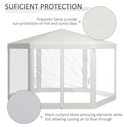 Outsunny 13' X 11' Outdoor Party Tent, Hexagon Sun Shade Shelter Canopy With Protective Mesh Screen