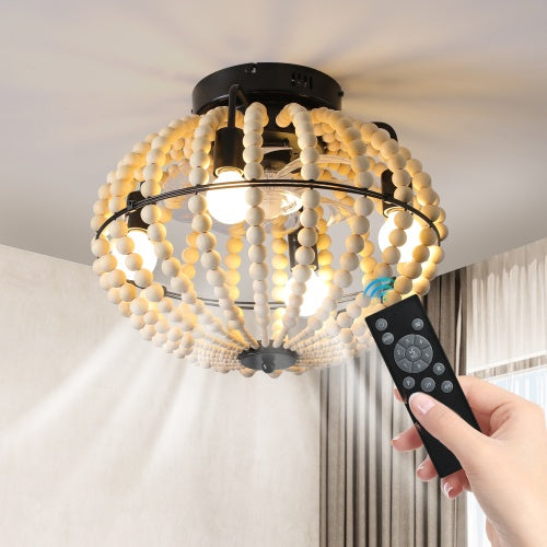 Beaded Fan Lamp Wooden Beaded Chandelier Oak White Unavailable Platforms
