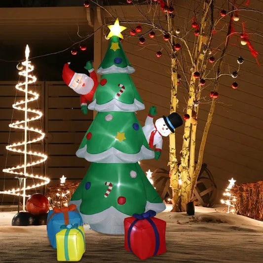 8ft With Snowman Santa Claus 3 Gift Boxes 9 String Lights