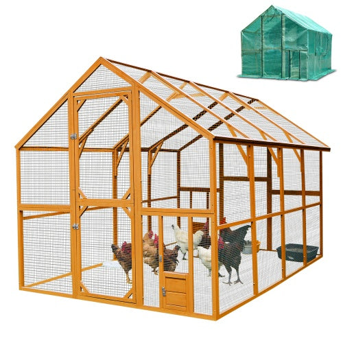 Wooden Chicken Coop Large Kitten Playpen With Waterproof Cover And Two Small Gates For Chicken Run