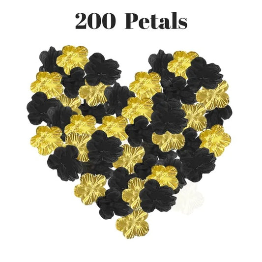 200 Pcs Artificial Silk Rose Petals For Graduation Black Green Red Purple Blue Golden Mix Color Fake Flowers Petals For Graduation Ceremony Wedding Party Anniversary Romantic Night Supplies