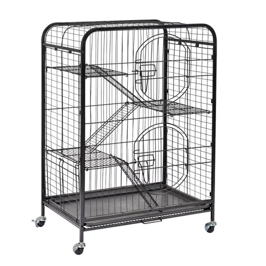 64x43X93cm Assembled Square Tube Iron Wire Black Cat And Dog Cage