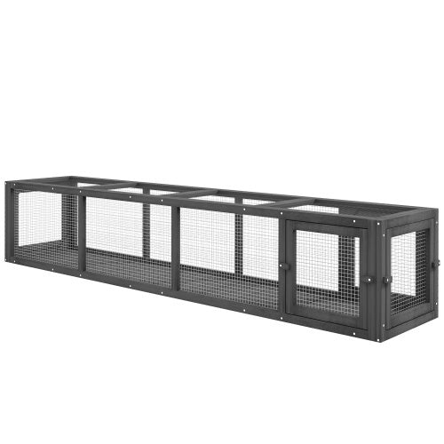 79 Inch Long Wooden Cat Runway With Weather Protection, Inside And Outside Connection, Suitable For Deck Terraces, Balconies, Dark Grey