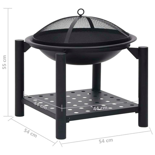 vidaXL Fire Pit with Poker 21.3"x21.3"x21.7" Steel