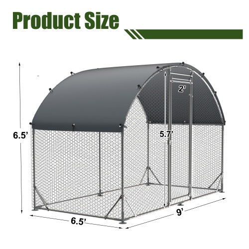 Large Metal Chicken Coop Upgraded Three-support Steel Wire Impregnated Plastic Cage, Oxford Cloth Silver-plated Waterproof Ultraviolet Protection, Duck, Rabbit, Sheep And Bird Outdoor House