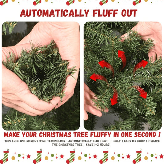Artificial 5ft Green Christmas Tree With 694PVC Hard Needle Mixed Branch Tips, 200L Warm White Led, Pine Cone,Hinged Premium & Foldable Base For Indoor Holiday Decorating