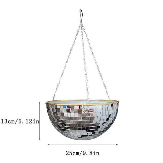 Hanging mirror shaped plastic flower pots gardening baskets disco flower pots