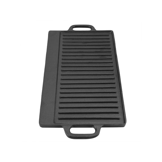 Non-Stick Cast Iron Grill Griddle Pan Ridged and Flat Double Sided Baking Cooking Tray Bakeware